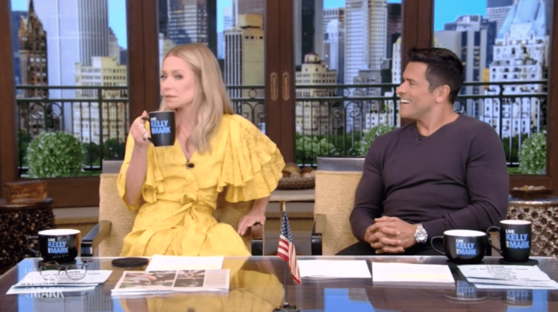 Kelly and Mark were stunned at the crashing sound that came from back stage (ABC)