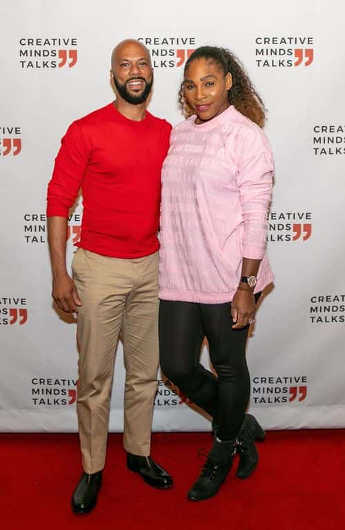 (L-R) Common and Serena Williams attend Creative Minds Talks Presents a Conversation Between Athlete, Entrepreneur, And Philanthropist, Serena Williams And Award-Winning Artist, Actor, And Activist COMMON at Civic Opera House on October 29, 2018 in Chicago, Illinois.