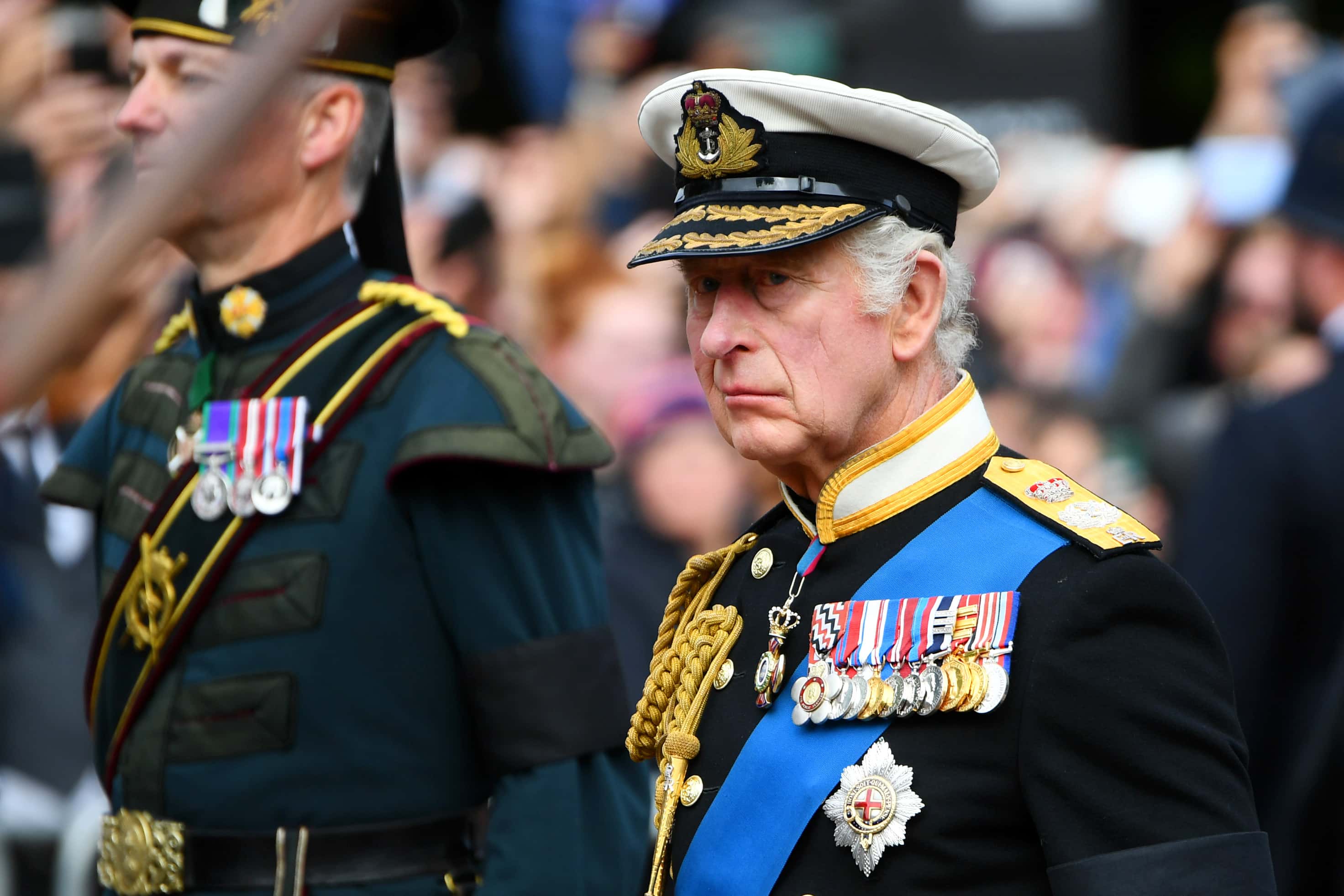 King Charles III follows behind The Queen's funeral cortege borne on the State Gun Carriage of the Royal Navy as it leaves Westminster Abbey on September 19, 2022 in London, England. Elizabeth Alexandra Mary Windsor was born in Bruton Street, Mayfair, London on 21 April 1926. She married Prince Philip in 1947 and ascended the throne of the United Kingdom and Commonwealth on 6 February 1952 after the death of her Father, King George VI. Queen Elizabeth II died at Balmoral Castle in Scotland on September 8, 2022, and is succeeded by her eldest son, King Charles III.