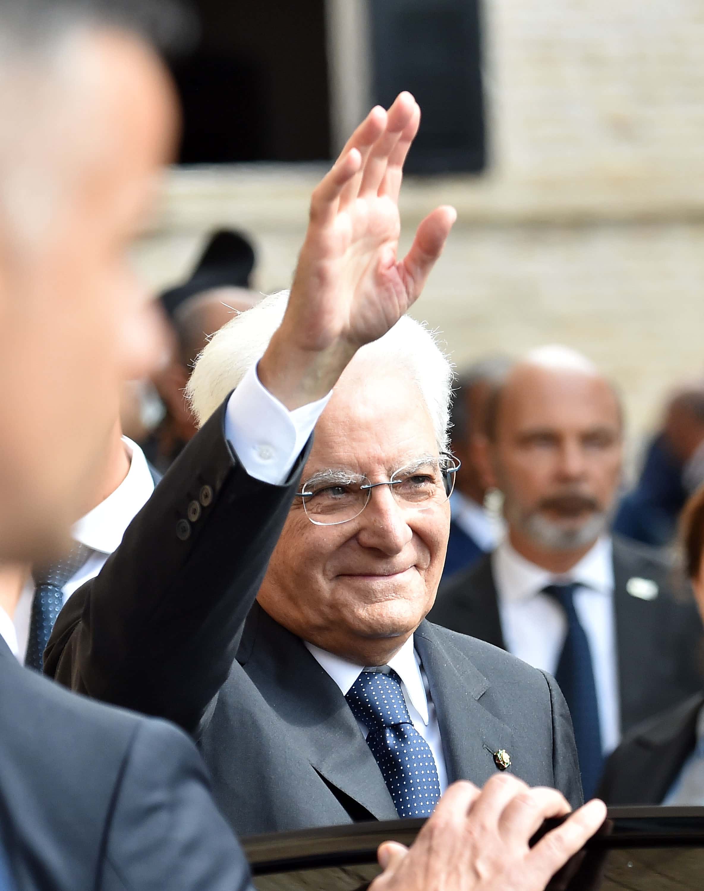 Sergio Mattarella President of the Italian Republic attends during Orto delle Monache al Colle dell'Infinito di Recanati - Opening on September 26, 2019 in Recanati, Italy.