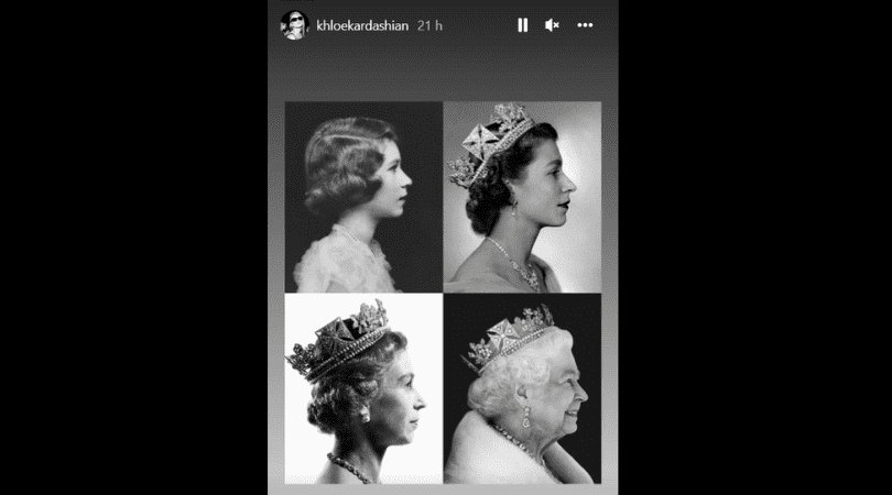 Khloe penned a moving statement to the Queen alongside four black and white images of her throughout the years (Instagram@
khloekardashian)