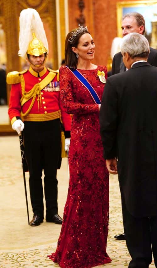 Catherine, Princess of Wales during a Diplomatic Corps reception at Buckingham Palace on December 6, 2022 in London, England. The last Reception for the Diplomatic Corps was hosted by Queen Elizabeth II at Buckingham Palace in December 2019.