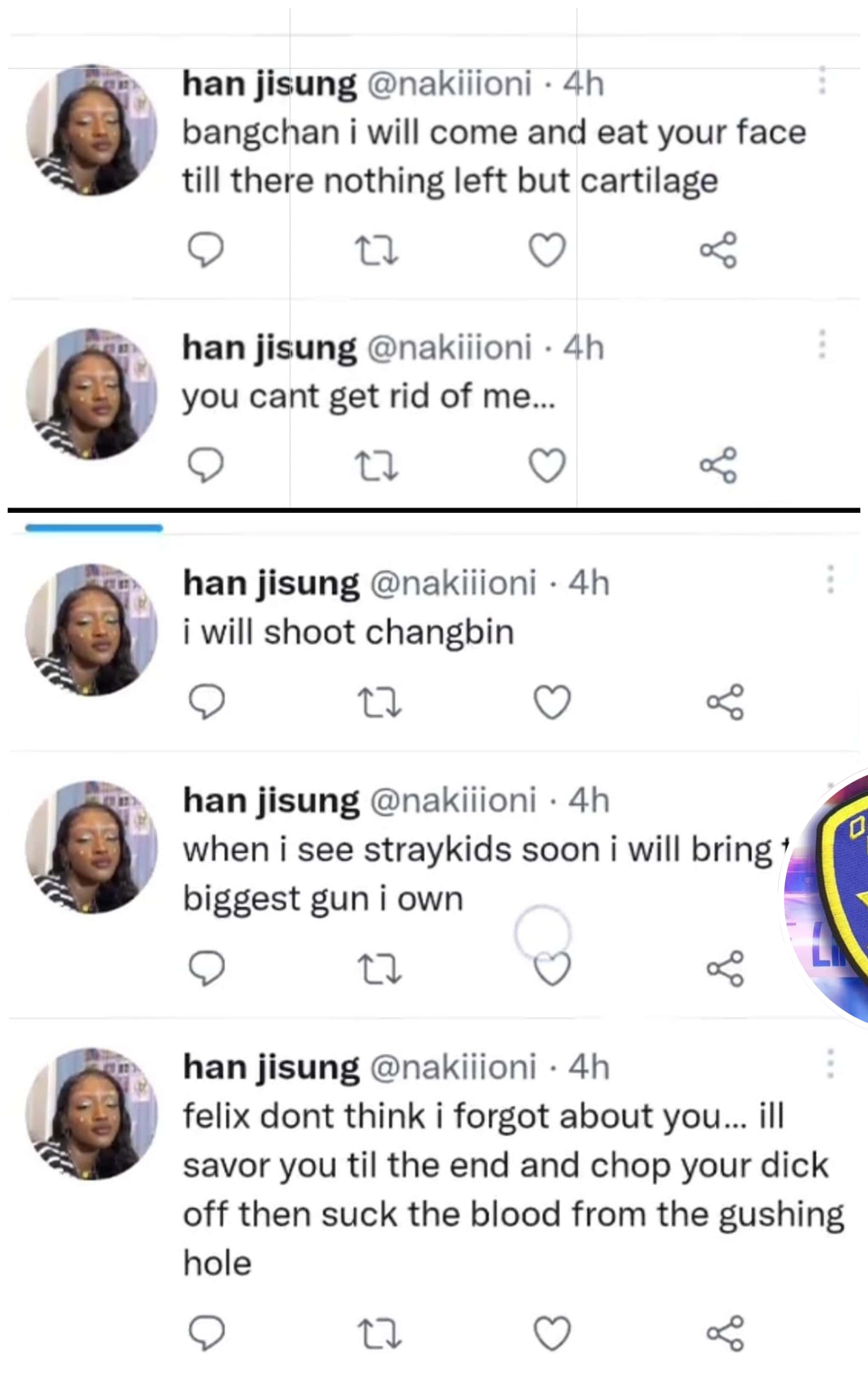 Fans screenshot posts from the Twitter user against Stray Kids (Twitter)