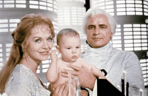 Susannah York, Lee Quigley, and Marlon Brando in 'Superman' (IMDb)