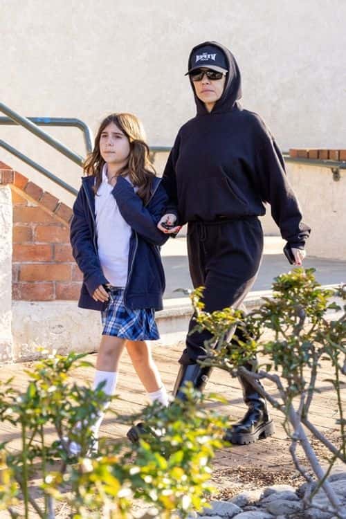 Low-key: On Thursday, Kourtney Kardashian and her 10-year-old daughter Penelope went out in Calabasas. (Backgrid)