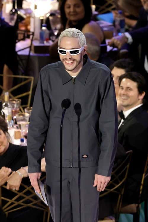 Pete Davidson speaks onstage during the 74th Primetime Emmys at Microsoft Theater on September 12, 2022 in Los Angeles, California.