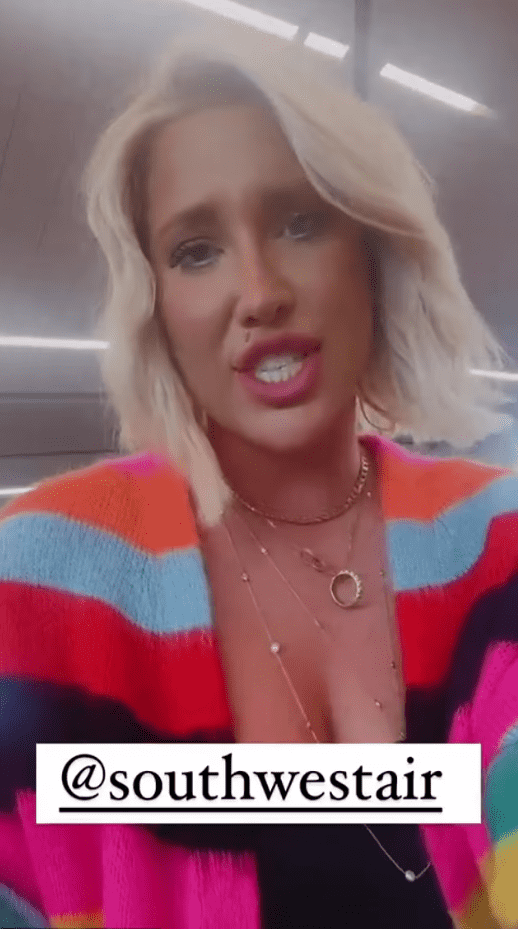 Savannah Chrisley was thrown off the Southwest flight as she didn't check her carry-on bag (Instagram/@savannahchrisley)