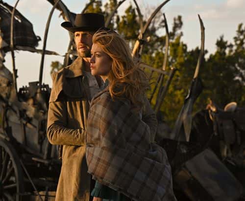 Katherine McNamara (Abby Walker) and Matt Barr (Hoyt Rawlins) in 'Walker: Independence' (The CW)
