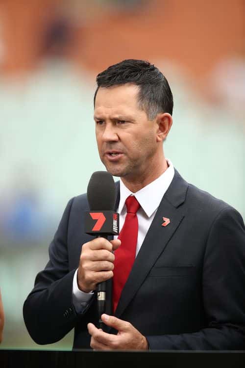 Former Australian Captain Ricky Ponting commentates for Seven during day two of the First Test match in the series between Australia and India at Adelaide Oval on December 07, 2018 in Adelaide, Australia.