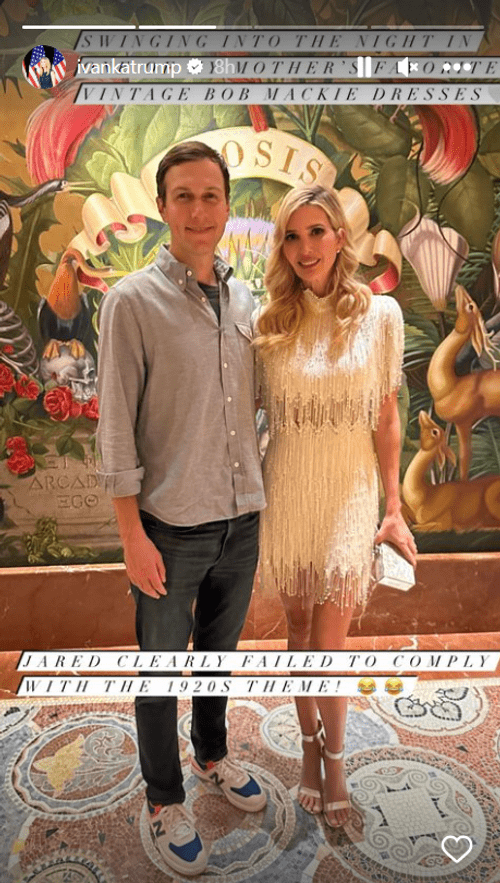 Trump and Kushner at a 1920s themed party. (@ivankatrump/Instagram)