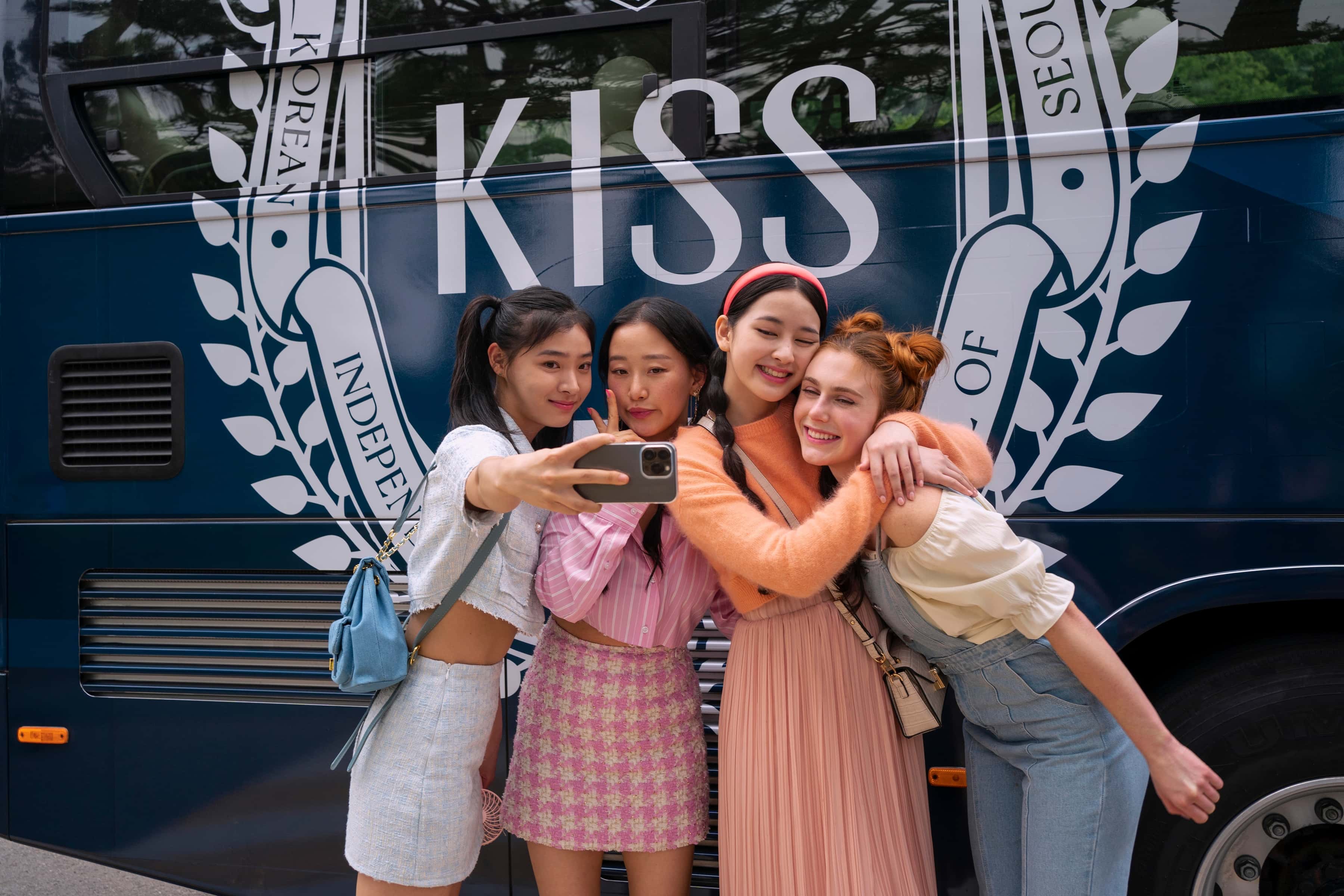 Sunny Oh, Gia Kim, Han Bi Ryu, Jocelyn Shelfo in a still from 'XO, Kitty' (Netflix)
