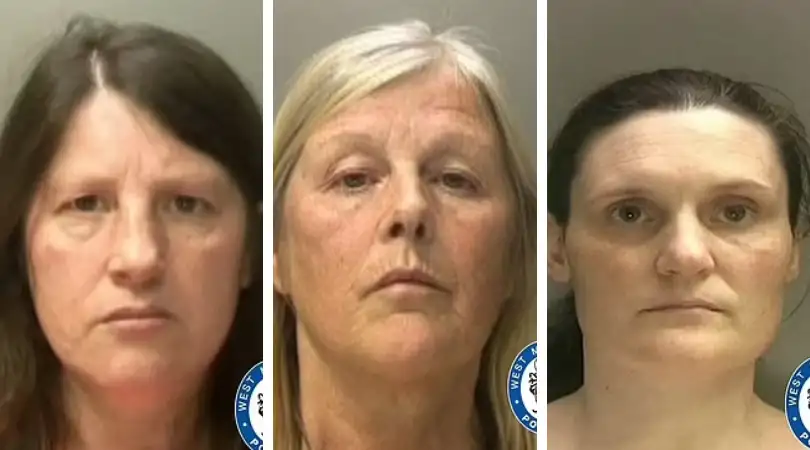 Ann Marie Clare, 43, (L) sentenced to eight years while Tracey Baker, 41 (R) was jailed for 15 years and  Violet Griffiths, 66, (C) is due to be sentenced at a later date