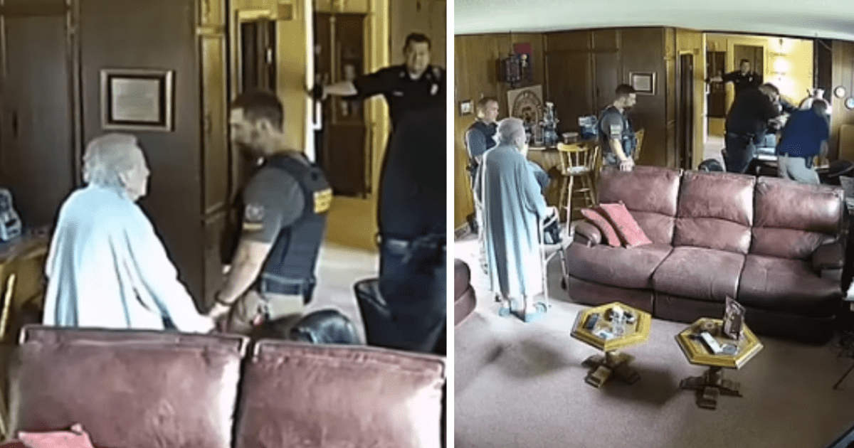 Screenshots showing the raid at Joan Meyer's house (YouTube/ Marion County Record)