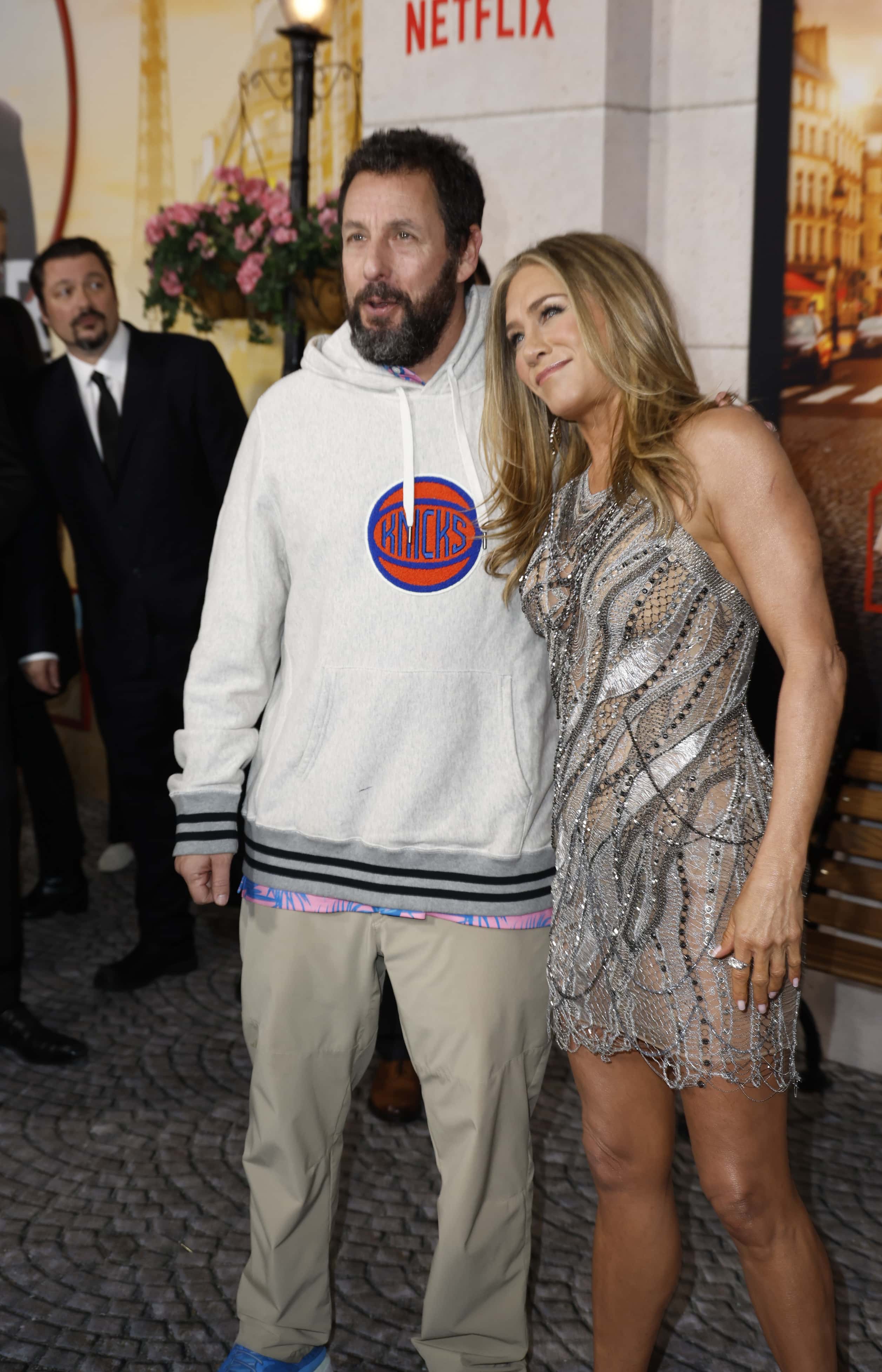 Jennifer Aniston with Adam Sandler attends the Los Angeles Premiere Of Netflix's 