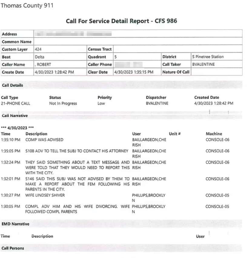 Thompson County Police via Daily Mail