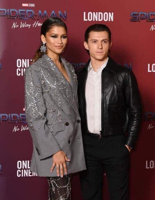 (L-R) Zendaya and Tom Holland attend a photocall for 