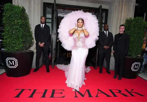 Cardi B departs The Mark Hotel for 2023 Met Gala on May 01, 2023 in New York City.