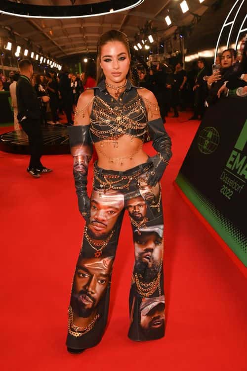 Noa Kirel attends the red carpet during the MTV Europe Music Awards 2022 held at PSD Bank Dome on November 13, 2022 in Duesseldorf, Germany.