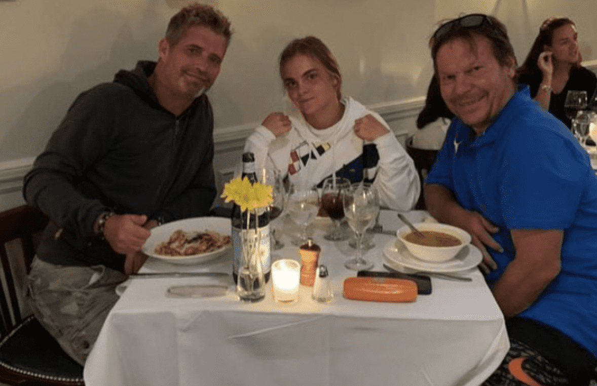 Sara Bejlek with her father and coach who celebrated inappropriately after she qualified for US Open. (Instagram/sarabejlek)