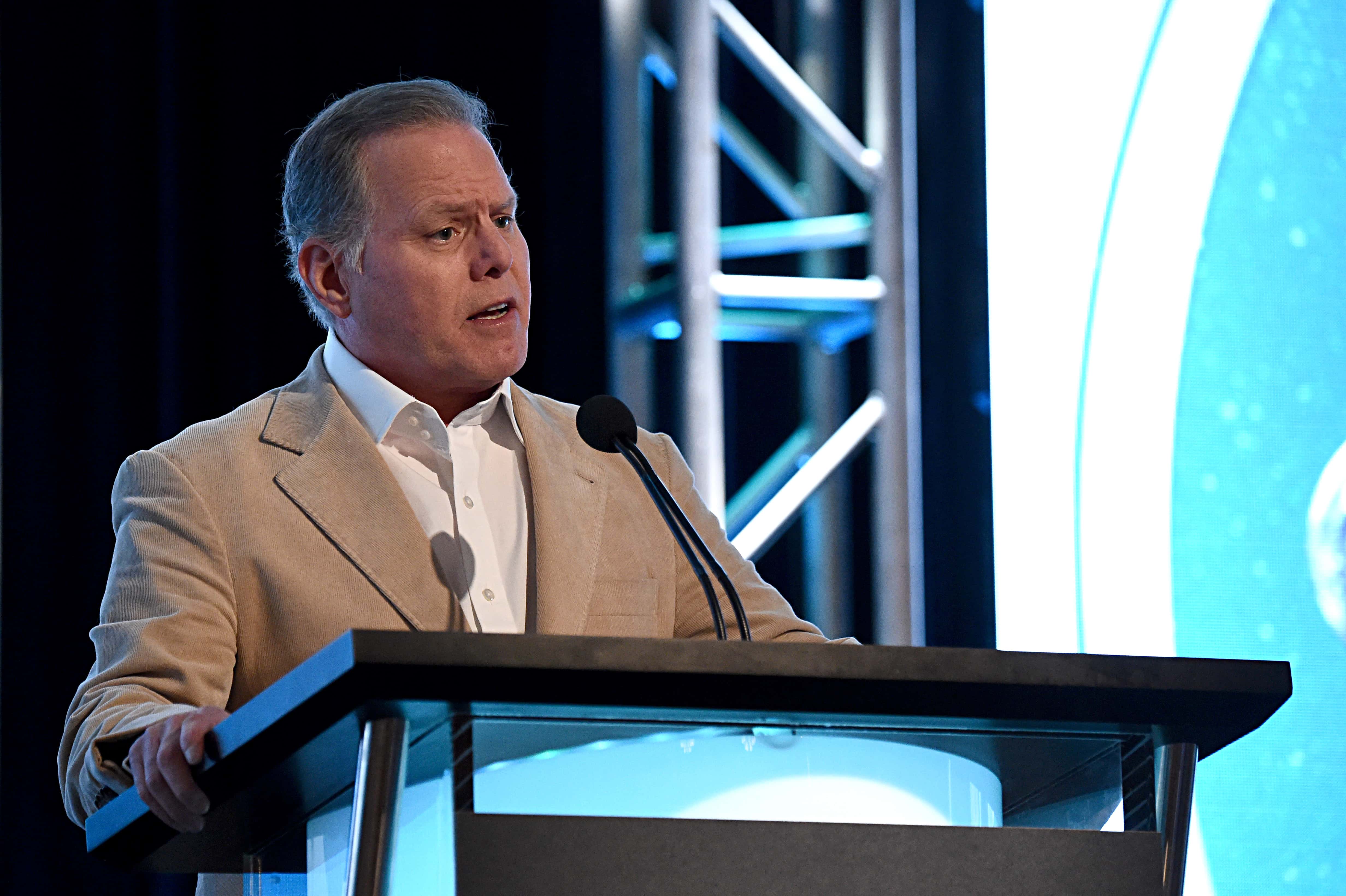 resident and CEO, Discovery, Inc. David Zaslav speaks onstage during the Discovery, Inc. TCA Winter Panel 2020 at The Langham Huntington, Pasadena on January 16, 2020 in Pasadena, California. (Photo by Amanda Edwards/Getty Images for Discovery, Inc.)