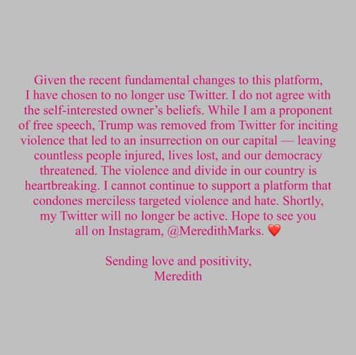 'RHOSLC' star Meredith Marks stated she was deactivating her account (Twitter/@MeredithMarksO)