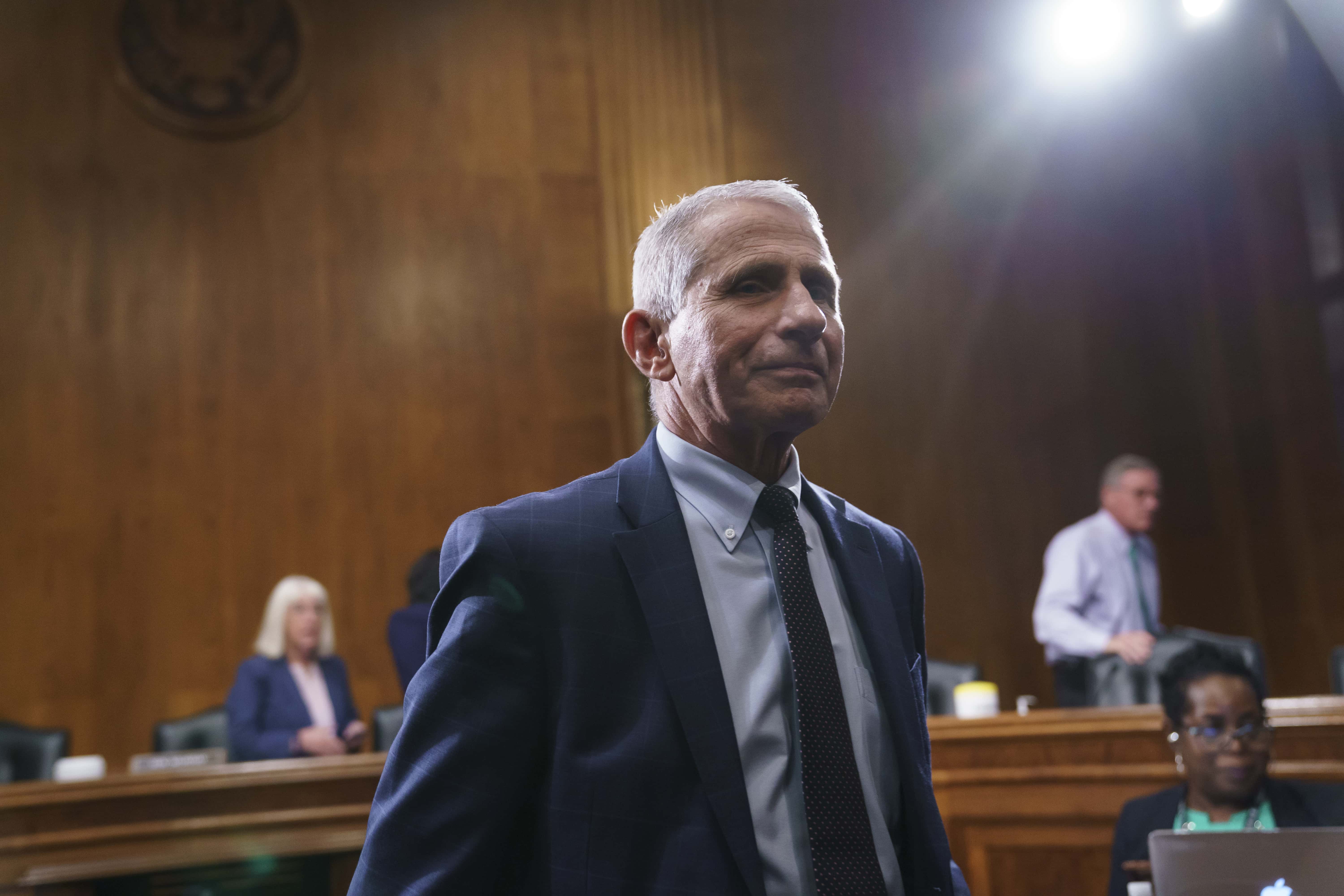 Top infectious disease expert Dr. Anthony Fauci finishes his testimony before the Senate Health, Education, Labor, and Pensions Committee about the status of COVID-19, July 20, 2021 on Capitol Hill in Washington, DC. Cases of COVID-19 have tripled over the past three weeks, and hospitalizations and deaths are rising among unvaccinated people.