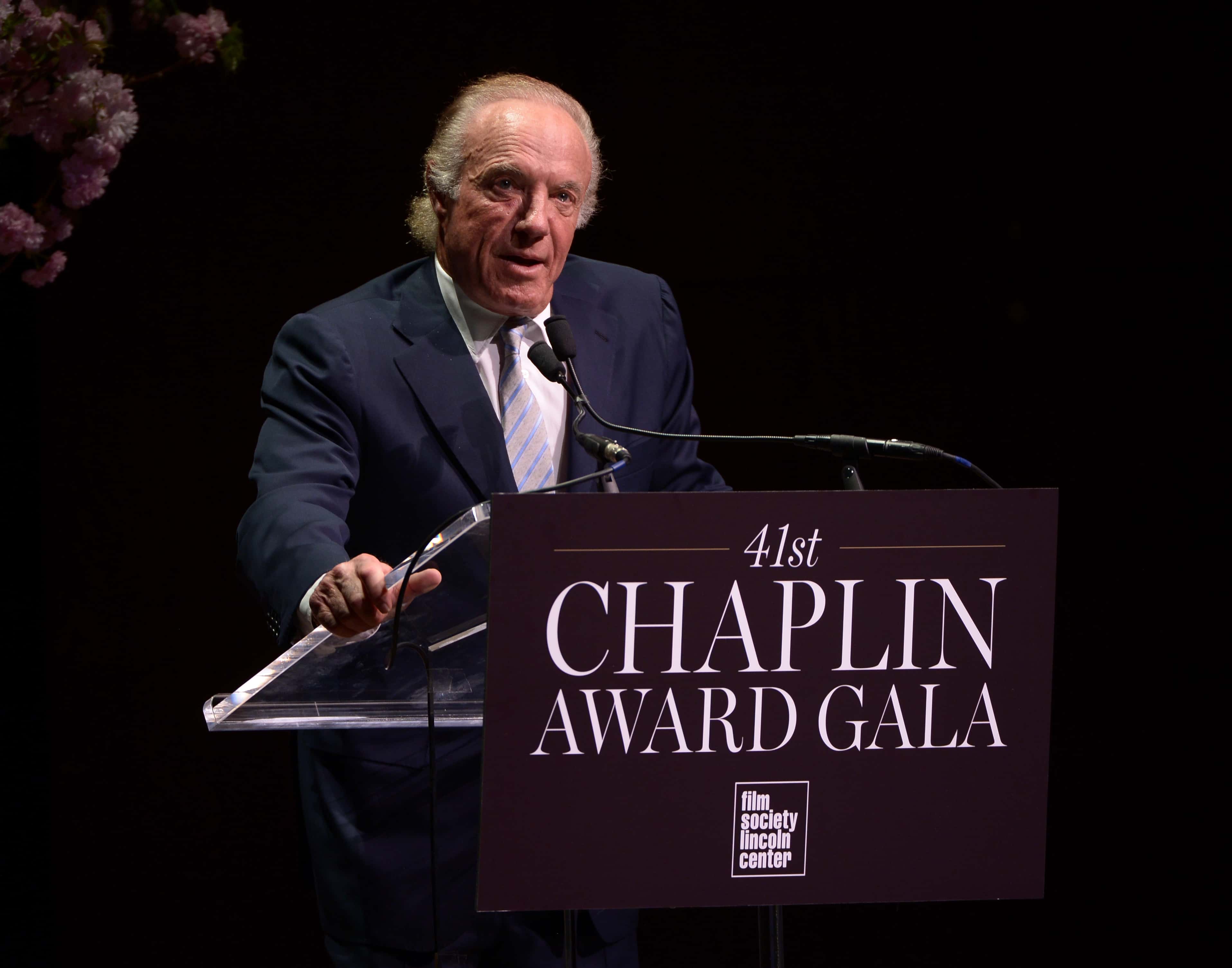 Actor James Caan speaks onstage at the 41st Annual Chaplin Award Gala at Avery Fisher Hall at Lincoln Center for the Performing Arts on April 28, 2014 in New York City. (Photo by Michael Loccisano/Getty Images)