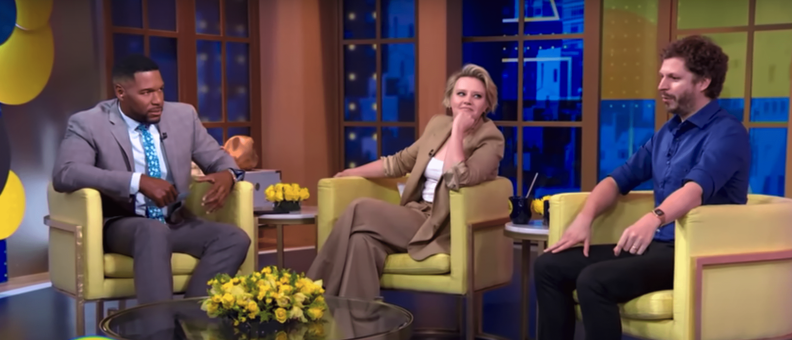 Michael Strahan Strahan put his head down and laughed at Michael Cera's jokes (GoodMorningAmerica/YouTube)