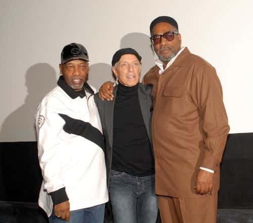 Leon Huff, Jerry Blavat, and Kenny Gamble pose for photos at PBS Presents