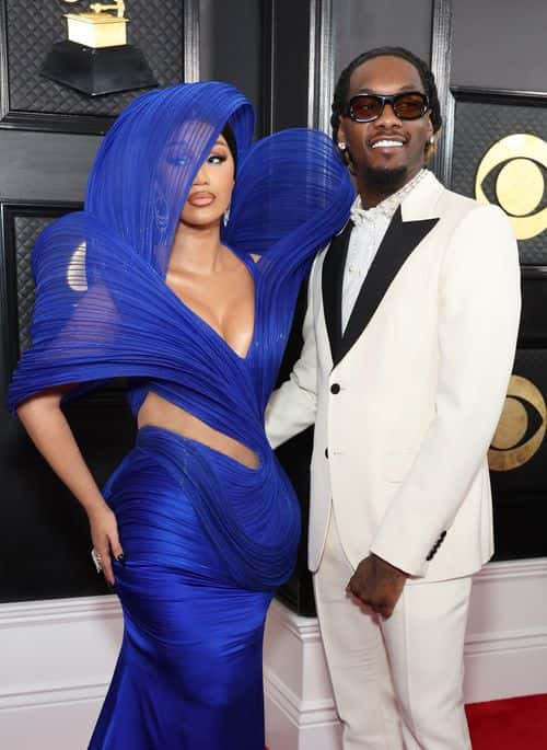(FOR EDITORIAL USE ONLY)  (L-R) Cardi B and Offset attend the 65th GRAMMY Awards on February 05, 2023 in Los Angeles, California.