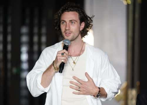 Aaron Taylor-Johnson speaks duringthe 'Bullet Train' promotion event at Koyasan Tokyo Betsu-In Temple on August 22, 2022 in Tokyo, Japan.