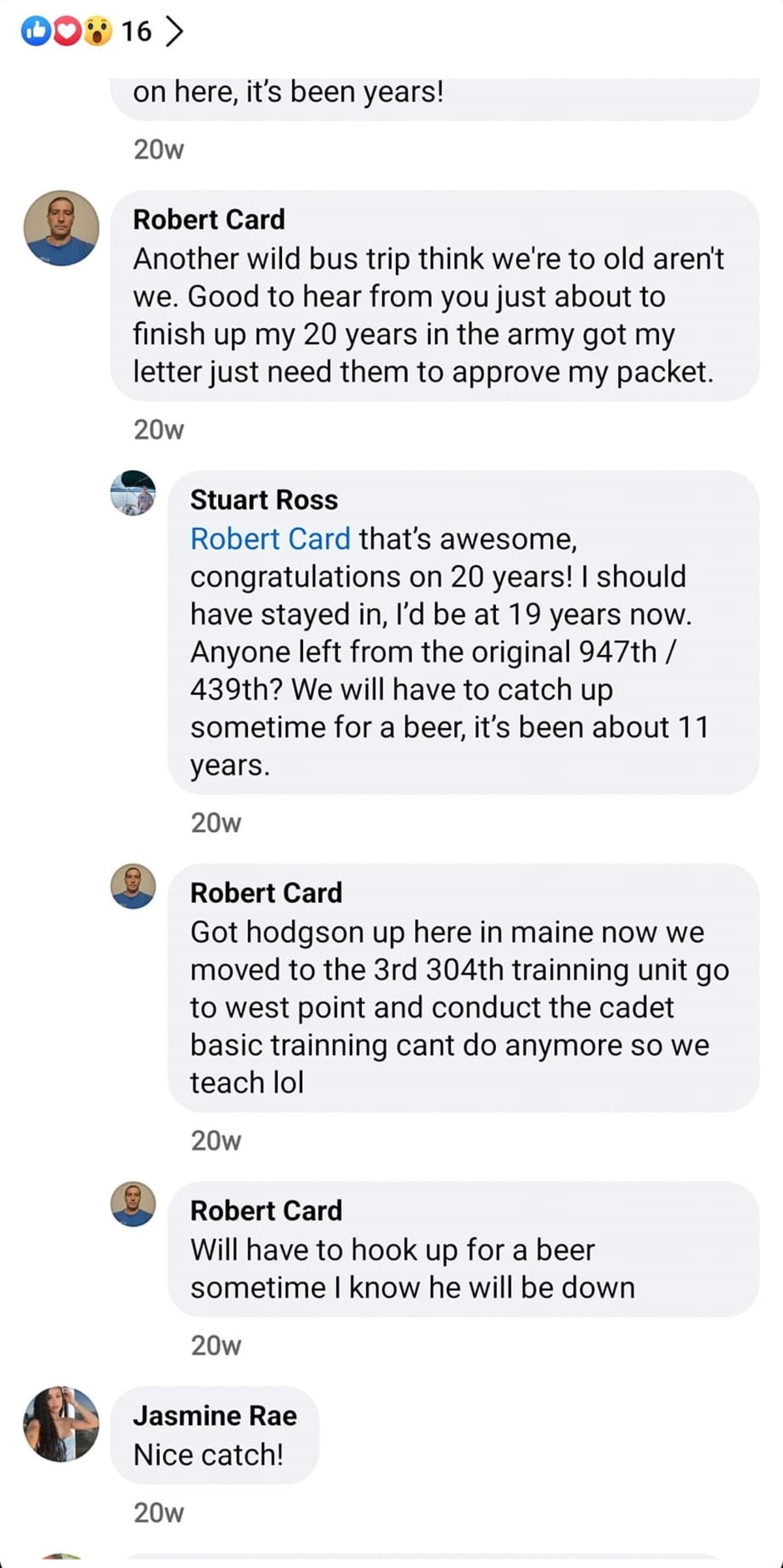 A snap from Robert Card's since-deleted Facebook post (Facebook/RobertCard)