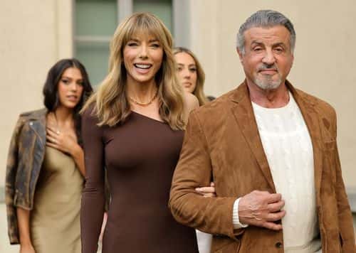 (L-R) Sistine Stallone, Jennifer Flavin, Sophia Stallone and Sylvester Stallone attend the Ralph Lauren SS23 Runway Show at The Huntington Library, Art Collections, and Botanical Gardens on October 13, 2022 in San Marino, California.