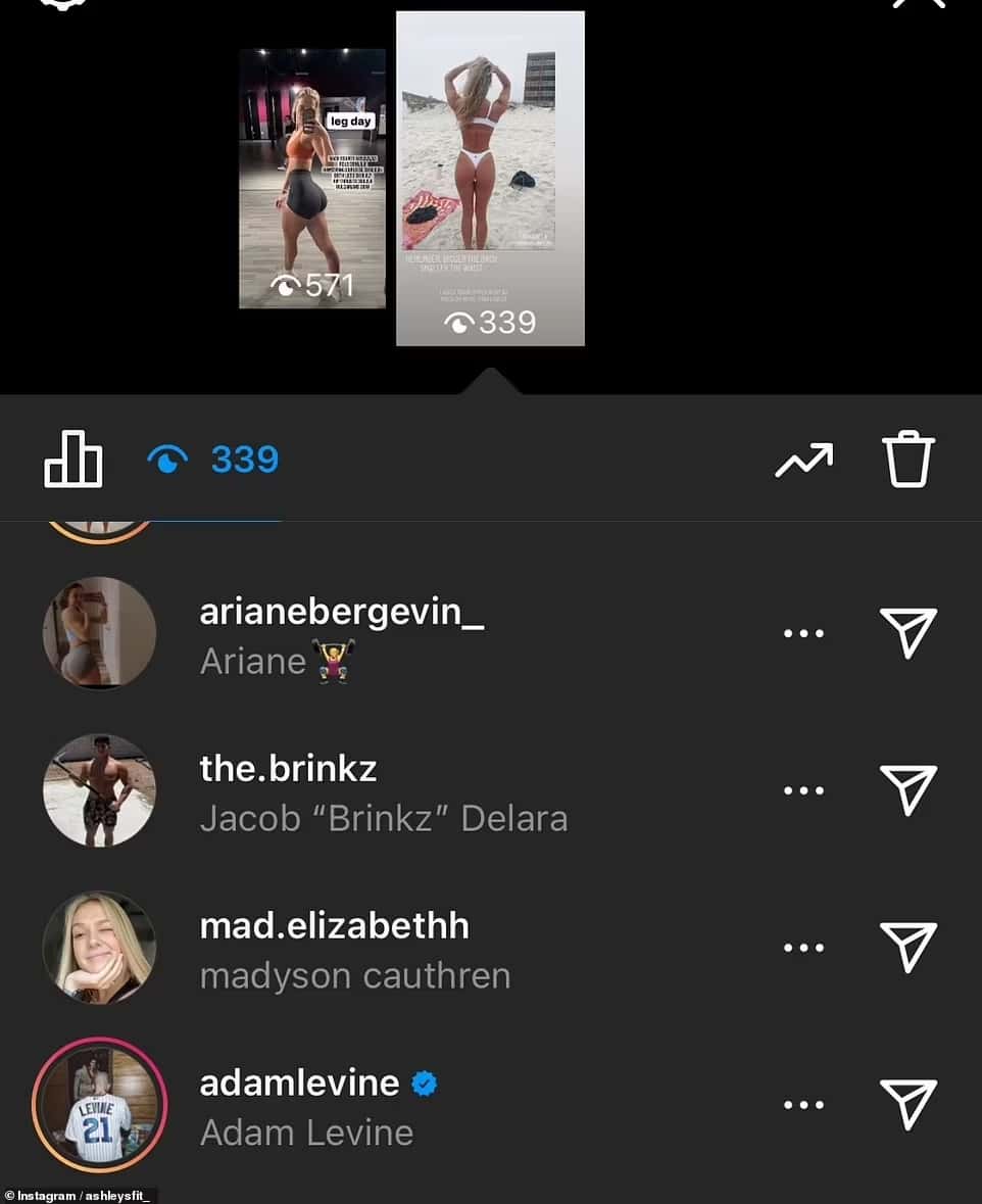 Levine used to have regular exchanges with Russell in early March ( Ashleysfit/Instagram)