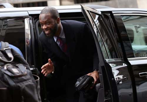 Pras Michel, a member of the 1990's hip-hop group the Fugees, arrives at U.S. District Court on March 31, 2023 in Washington, DC. Michel is on trial for his alleged participation in a campaign finance conspiracy.