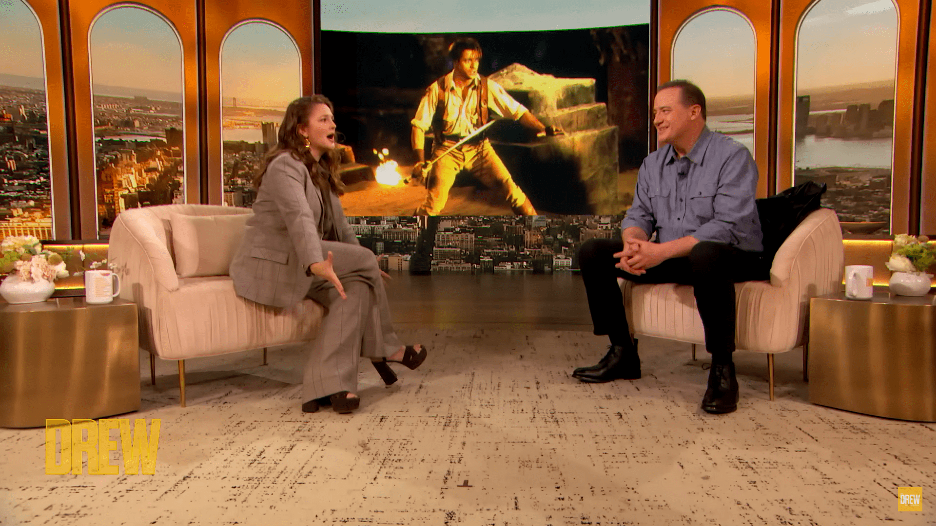 Brendon Fraser discussing his previous films at The Drew Barrymore Show (The Drew Barrymore Show)
