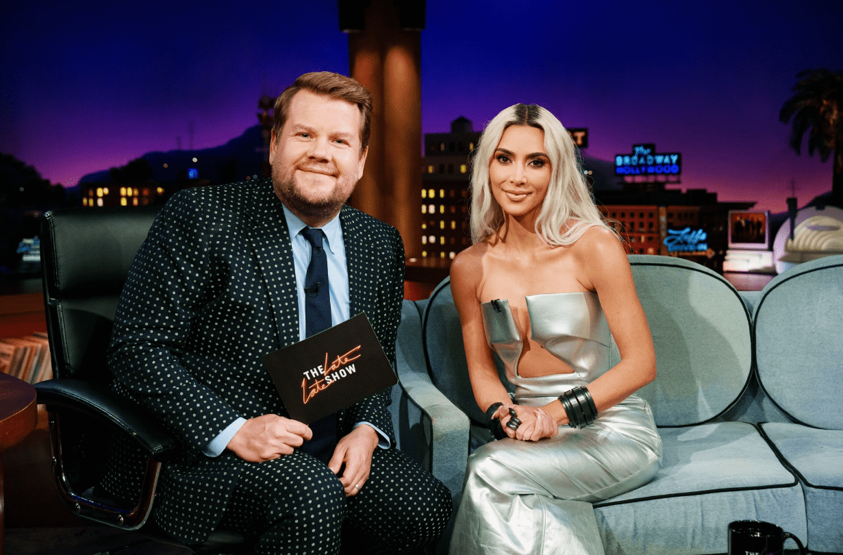 Kim Kardashian with James Corden on the 'Late Late Show With James Corden' (@latelateshow/Twitter)