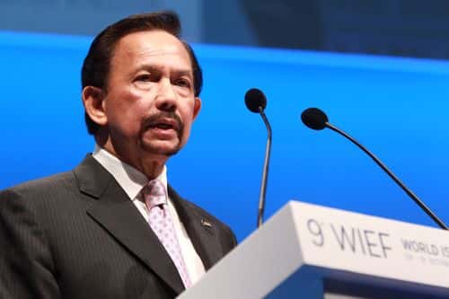 H.M. Sultan Hassanal Bolkiah of Brunei Darussalam speaks during the Opening Ceremony & Leaders Panel at the 9th World Islamic Economic Forum at ExCel on October 29, 2013 in London, England.