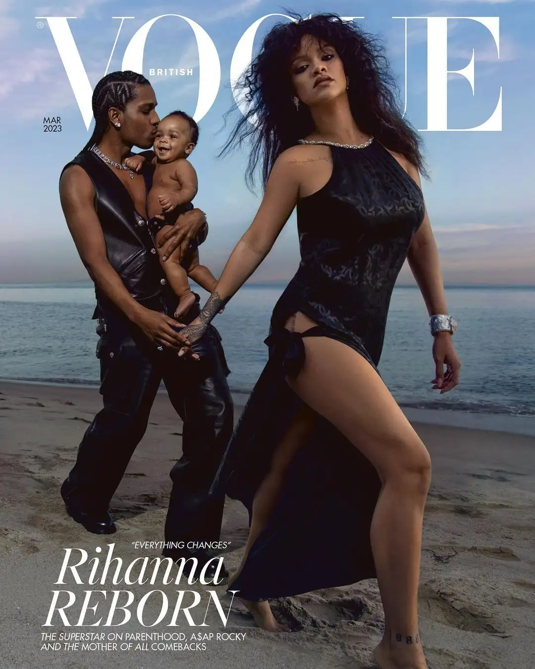Rihanna and A$AP Rocky's British Vogue cover with their first born (rihanna/Instagram)