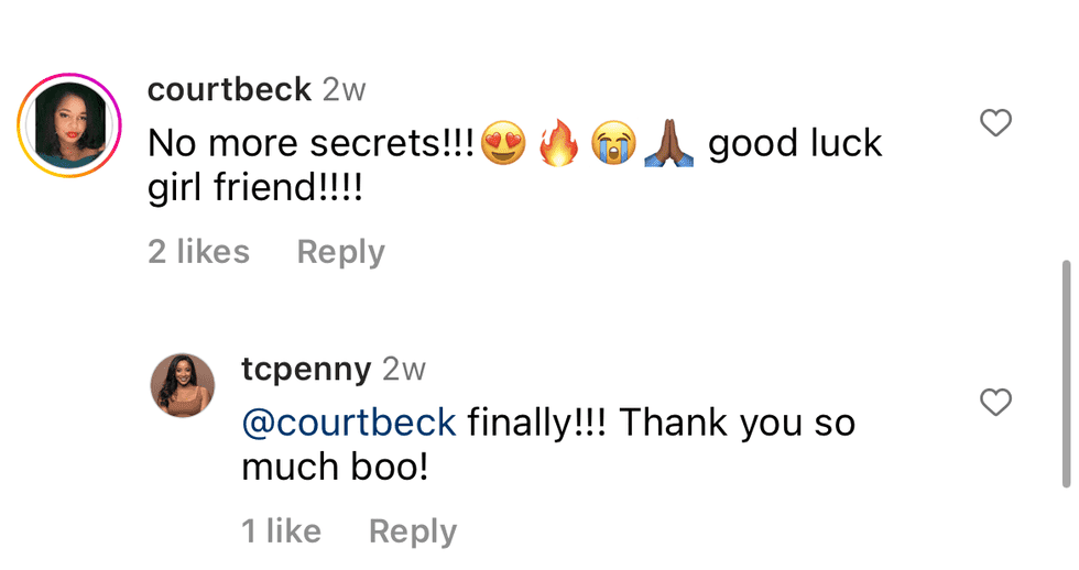 Tiffany’s Instagram comments section drops some hints about her current relationship status with Brett (Instagram/@tcpenny)