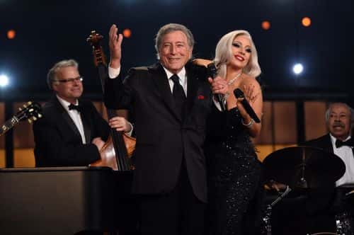 Recording Artists Tony Bennett and Lady Gaga perform onstage during The 57th Annual GRAMMY Awards at the STAPLES Center on February 8, 2015 in Los Angeles, California.