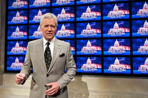 Alex Trebek speaks during a rehearsal before a taping of  Jeopardy! Power Players Week at DAR Constitution Hall on April 21, 2012 in Washington, DC.