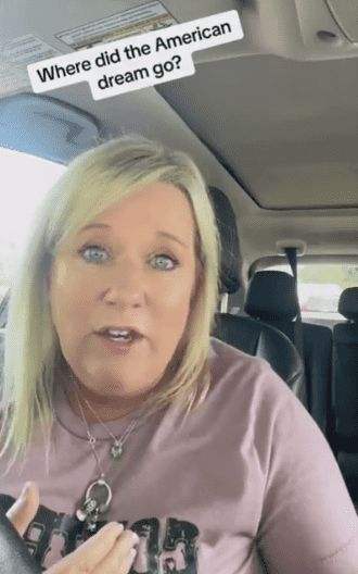 Jessica McCabe posted her video on TikTok with a tag on top that read, 'Where did the American dream go?' (foxnews/Twitter)