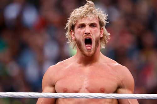 Logan Paul during WrestleMania Goes Hollywood at SoFi Stadium on April 01, 2023 in Inglewood, California.