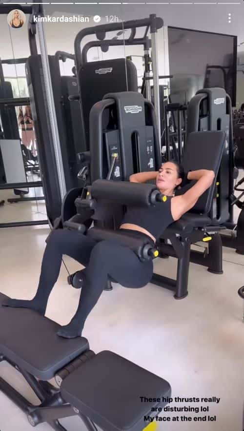 Kardashian doing hip thrusts. (@kimkardashian/Instagram)