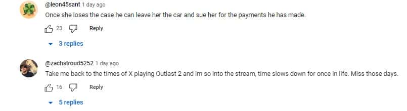 Comments left on xQc (@xQc clips/YouTube)