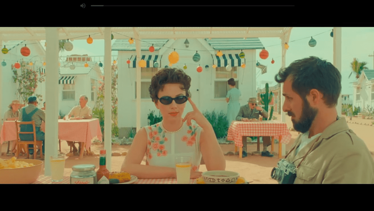 Scarlett Johansson as Midge Campbell and Jason Schwartzman as Augie Steenbeck in a glimpse from 'Asteroid City' (@asteroidcity/Instagram)