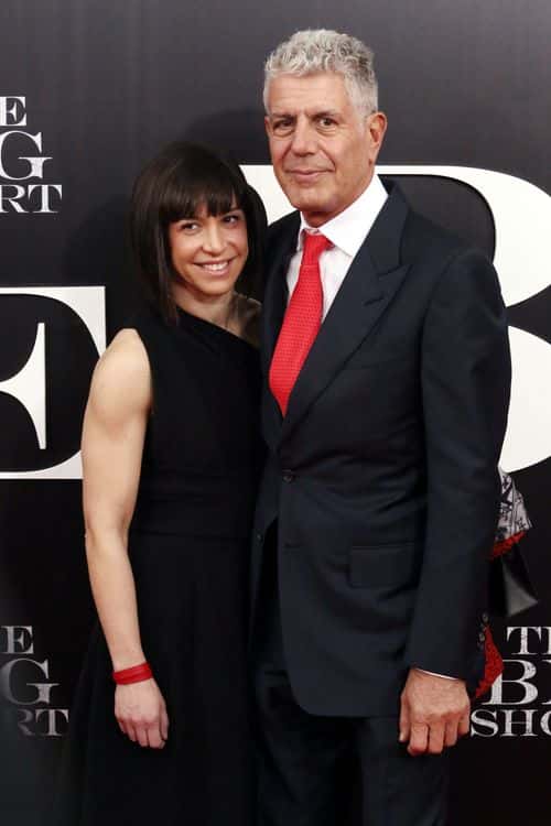 (L-R) Ottavia Busia and Anthony Bourdain attend