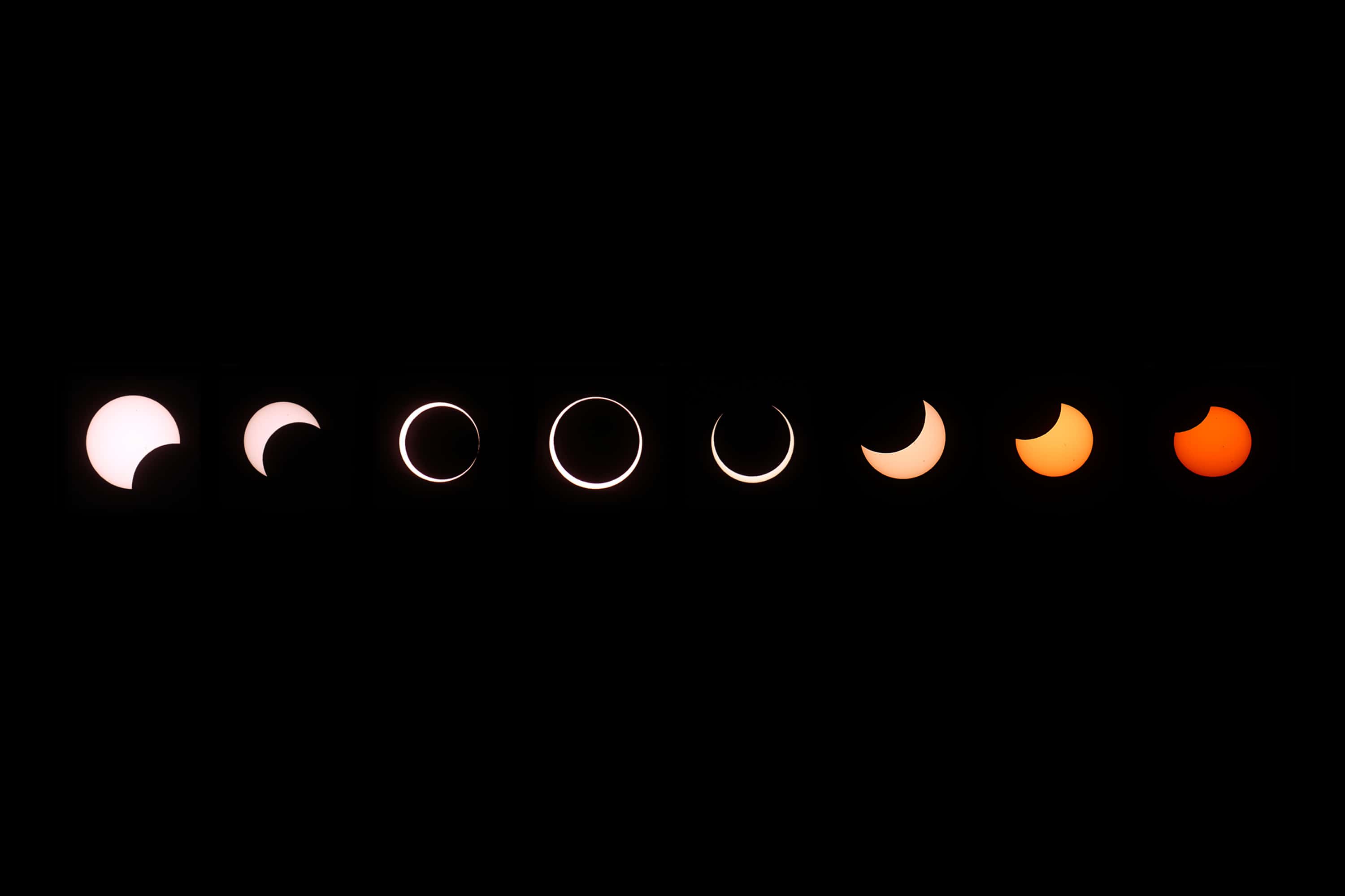 GRAND CANYON NATIONAL PARK, AZ - MAY 20:  A composite of images of the first annular eclipse seen in
