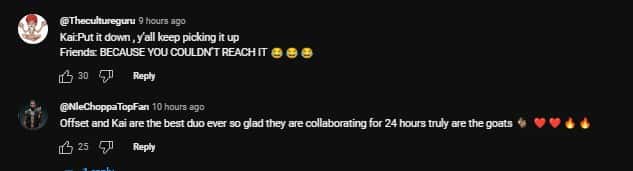 Comments on Kai Cenat and Offset (@kaicenatlive/YouTube)